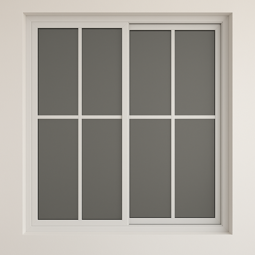 Ventana francesa cuadriculada